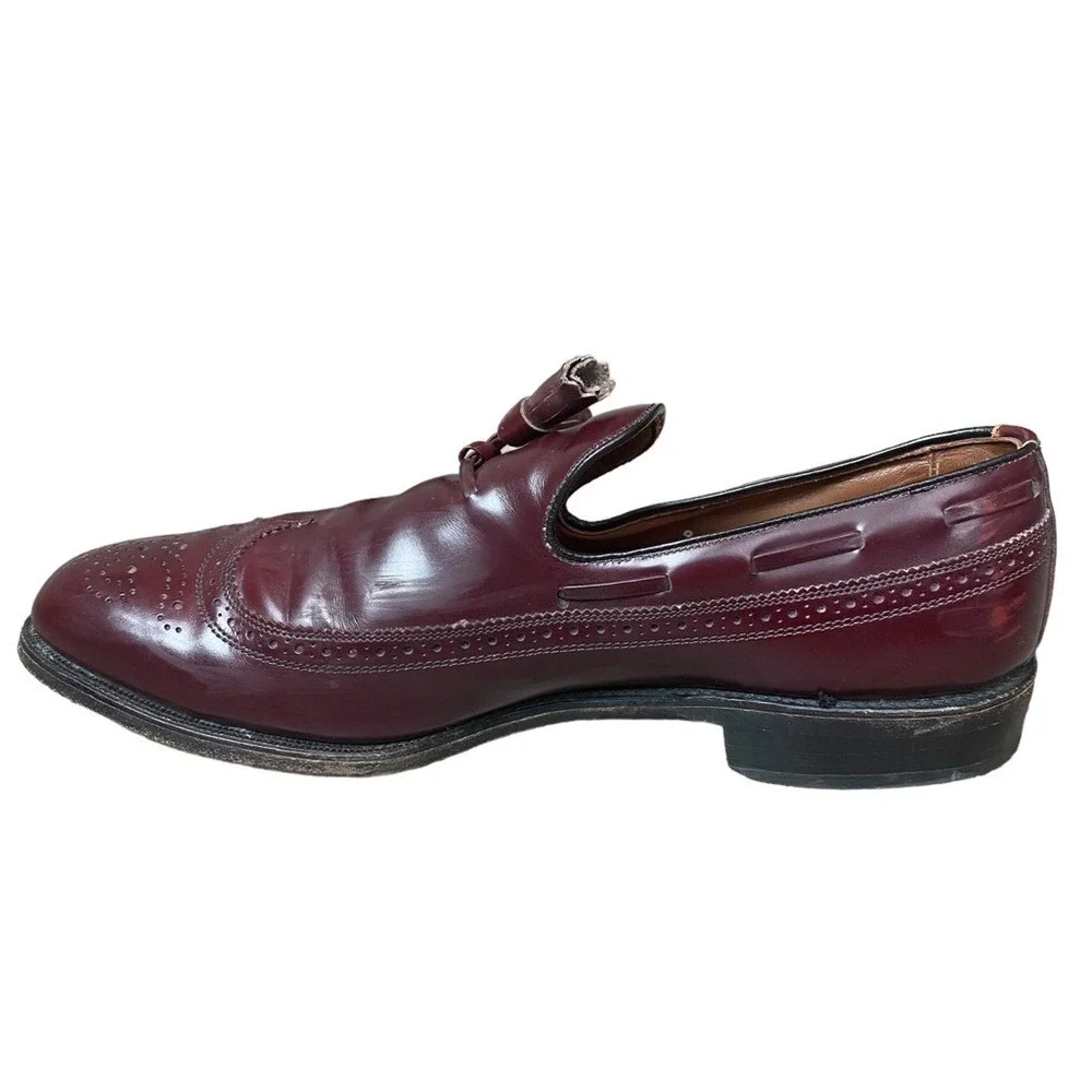 Allen Edmonds Mens Berwick Tassel Oxford Wing Tip Shoe Size 9 Burgundy Leather